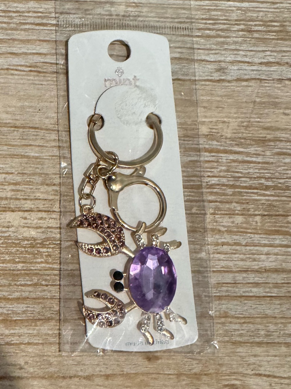 Purple Crab Gold-tone Keychain or Bag Charm